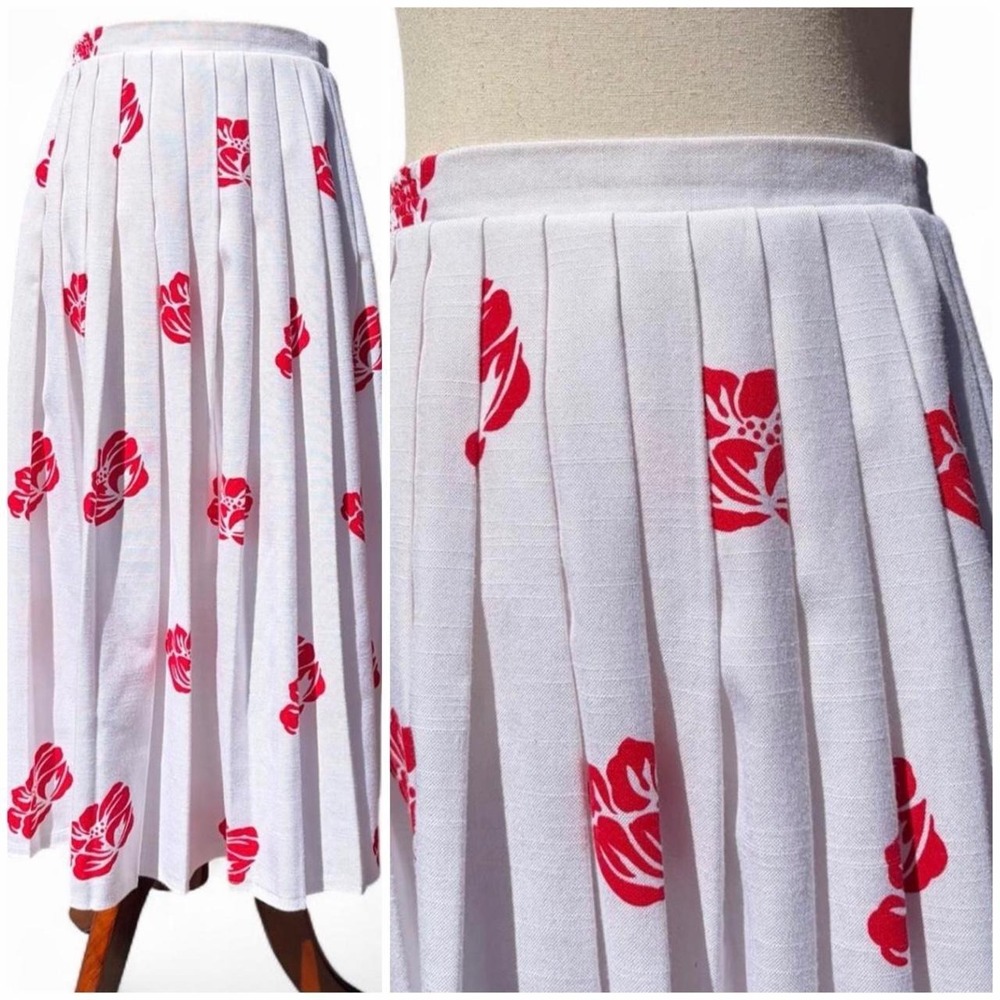 Vintage 80s Floral Pleated Maxi Skirt